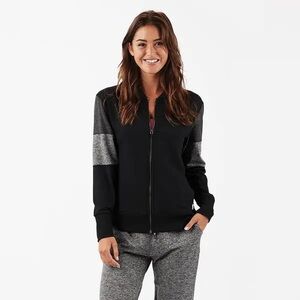 Vuori Halo Bomber Track Jacket Women XS Black Gray Active Fitness Performance